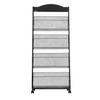 Brochure Display Rack, 4-Tier Magazine Literature Display Stand with Wheels, Movable Floor Standing Magazine Rack, Heavy Duty Newspaper Catalog