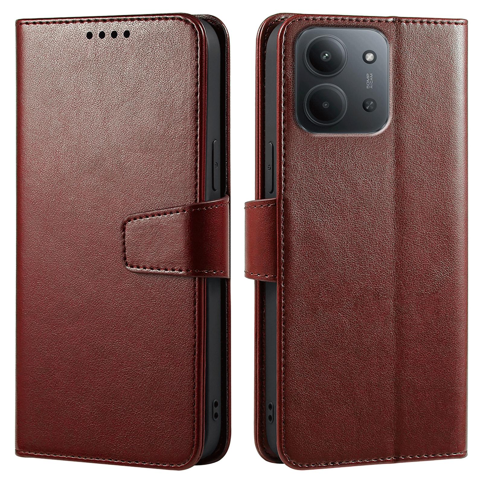 

For Xiaomi Redmi 15C 4G (Global) (171mm)/Poco C85 4G Case Stand Card Holder Wallet Leather Phone Cover Brown
