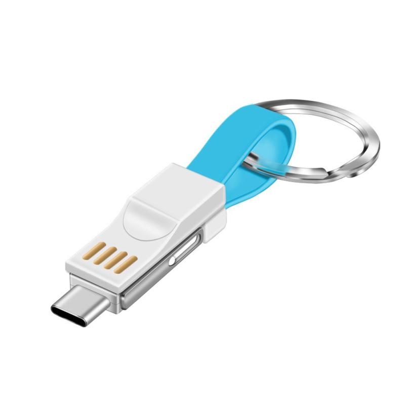 3-in-1 Micro-USB Typ-C Datenkabel Tragbares Schlüsselanhänger-Ladegerät Ladekabel Kompatibel für iPhone
