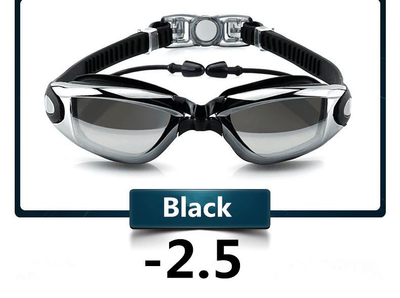 Anti Fog Professional Swimming Goggles Swimming Glasses Myopia with Earplugs Nose Clip Electroplate Waterproof Silicone Swim