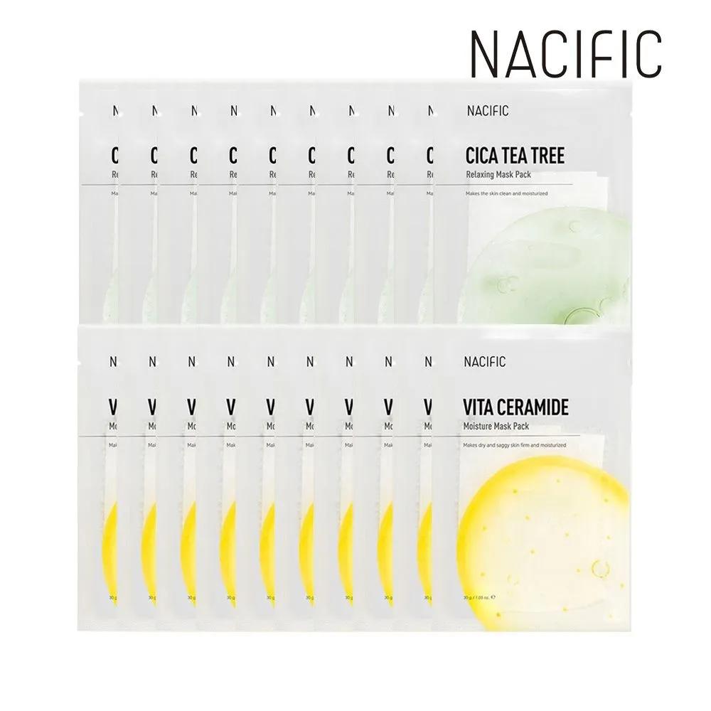 NACIFIC Маска-патч Cica Tea Tree Расслабляющая x10 + Vita Ceramide Увлажняющая x10