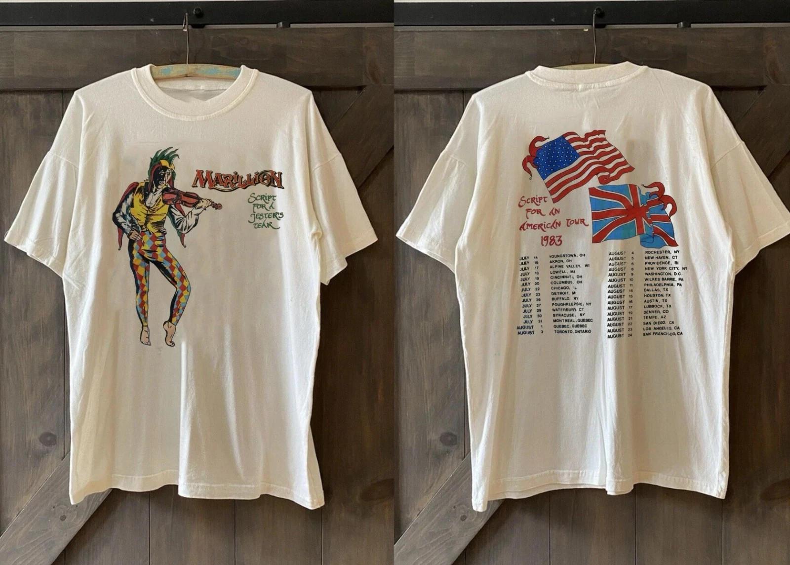 Christmas gift 1983 Marillion Tour Reprinted Short Sleeve Gift for Fans All Size XXL
