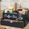 Wooden Coffee Rack Stylish Tea Shop Organizer Cup Holder Lid Holder Beverage Station Organizer Coffee Bar Accessories