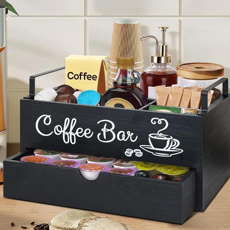 Wooden Coffee Rack Stylish Tea Shop Organizer Cup Holder Lid Holder Beverage Station Organizer Coffee Bar Accessories