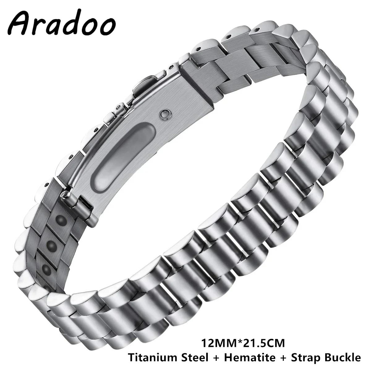 Titanium Steel Magnetic Therapy Bracelet Stainless Steel Strap Buckle Link Bracelets 21.5CM