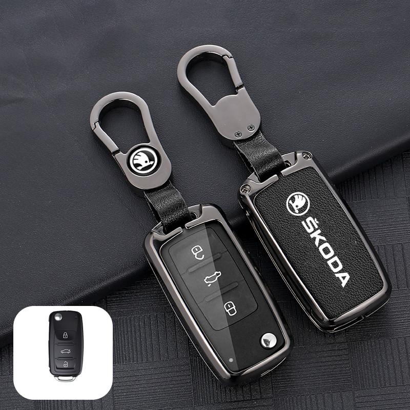 dclaq2 Zinc Alloy Car Key Fob Case Bag For Skoda Octavia A5 A7 Superb Kodiaq Fabia Karoq 2020 2021 Protector Shell Keychain Accessories