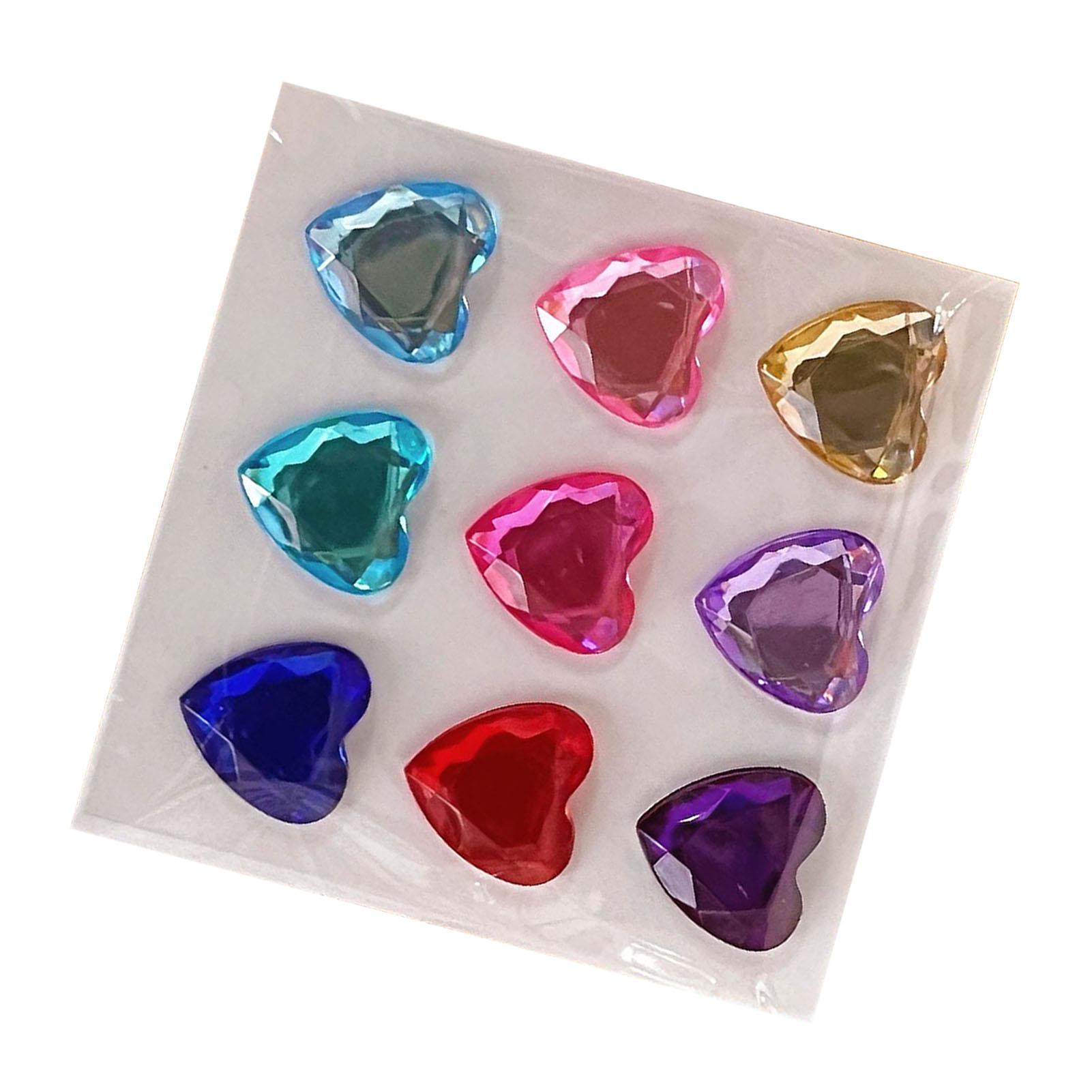 

9 шт. Большие наклейки со стразами в форме сердца из ПВХ, цветные самоклеящиеся драгоценности, 3D-наклейки с кристаллами для