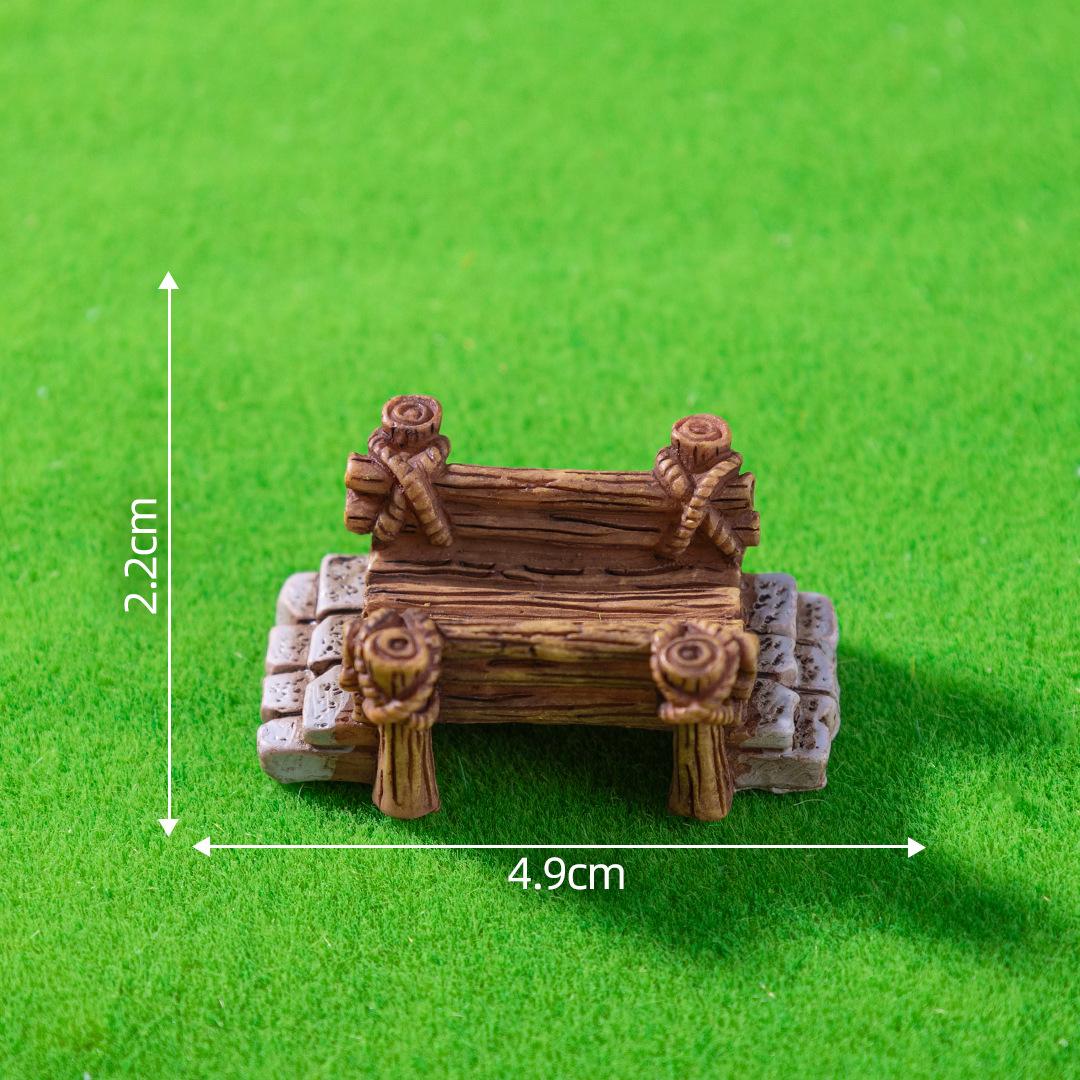 Miniature Wooden Bridge with Stone Fence Micro Landscape Decorative Model for DIY Garden Craft Terrarium Fairy Garden Accessories One Size