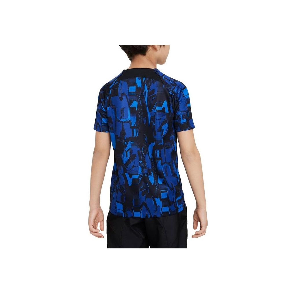 Nike Dri-FIT Chelsea Academy Pro Celoplošný potisk Rychleschnoucí Tréninkové Fotbalové Tričko s Krátkým Rukávem Dětské Topy Asfaltově Modrá DX3627-427