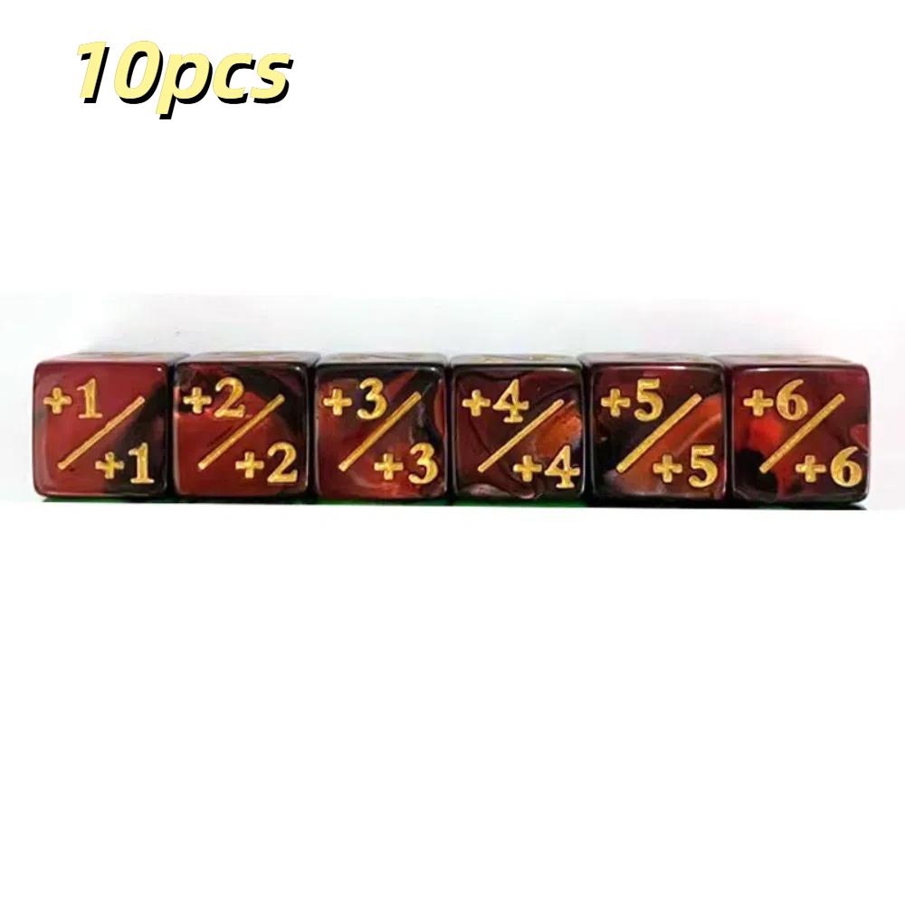 10pcs/set Six Sided Polyhedral Dices Acrylic Material +1/+1 Dice Counting Dices Multifunction Cubes Shape Game Dices