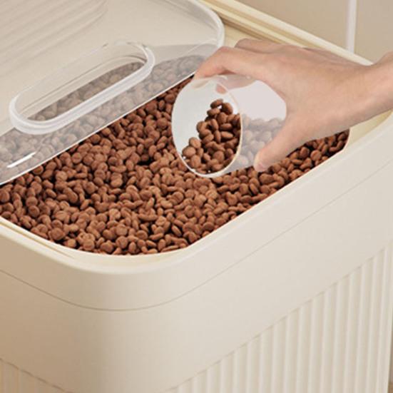 Sud na skladování obilí s vestavěnou odměrkou Průhledné víko Velká kapacita Široký otvor Vzduchotěsná nádoba na krmivo pro domácí zvířata