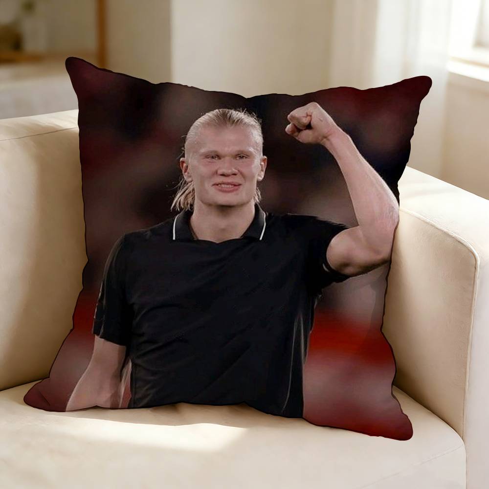 Football player superstar EErling Haaland Pillow Case Square DoubleSided Sofa Cushion Cover Bedroom Bedside Pillow