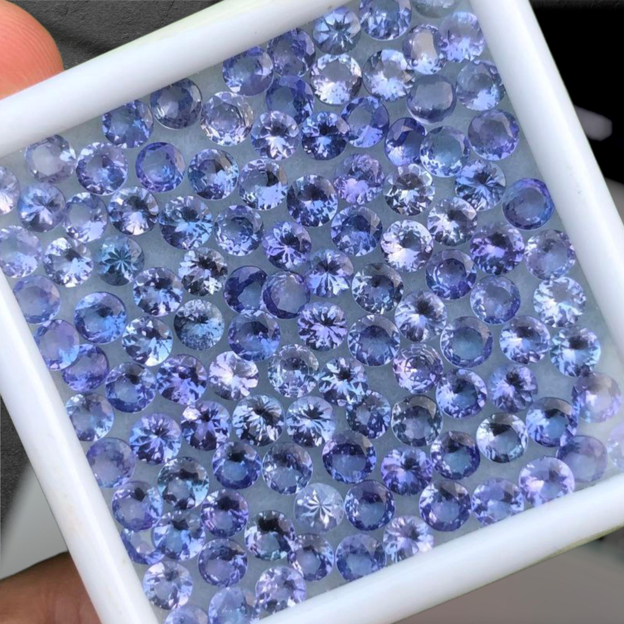 

Лот натуральных цветных танзанитов, качественный круглый огранки, лечебный камень. 2 mm Tz Round 5 Pcs