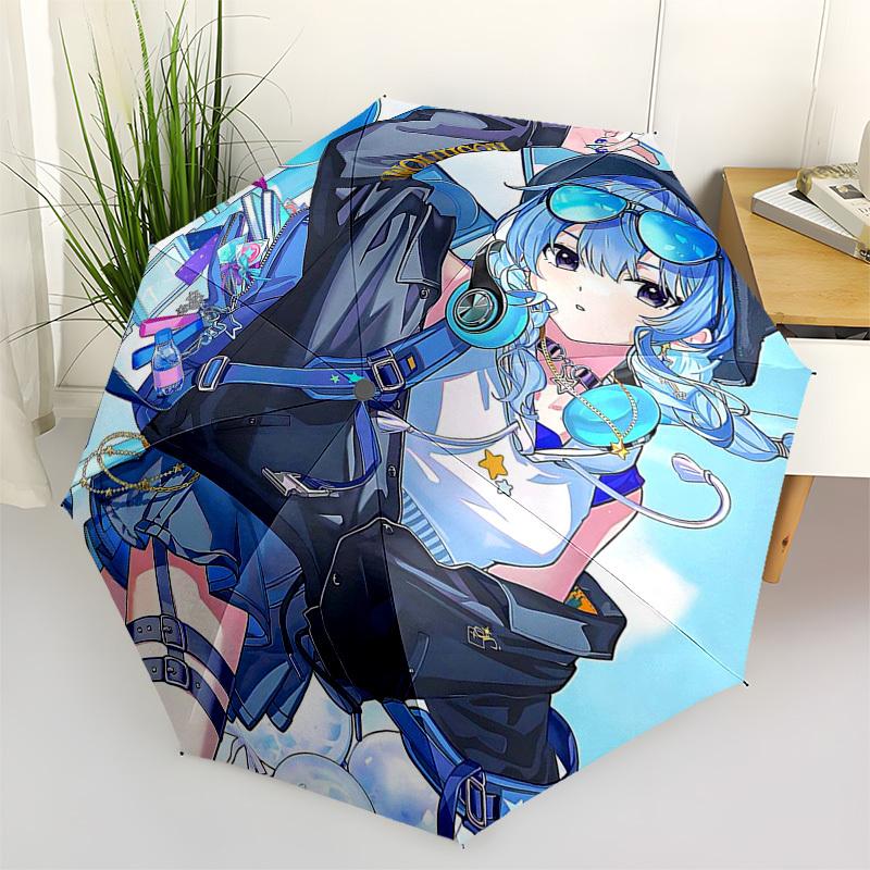 

1pc Outdoor Umbrella with Anime Character Design - Automatic Opening/Closing Umbrella with Portable Tri-Fold Design, 8-Rib Iron Frame, Perfect Gi
