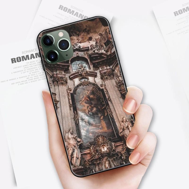 Fajne renesansowe etui na telefon do iPhone'a 14 13 12 11 XS X 8 7 6 Plus Mini Pro Max SE 2022 Miękka czarna obudowa telefonu