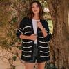 European and American New Fashion Casual Loose Striped Knitted Cardigan sweater Cardigan Knitted Sweater