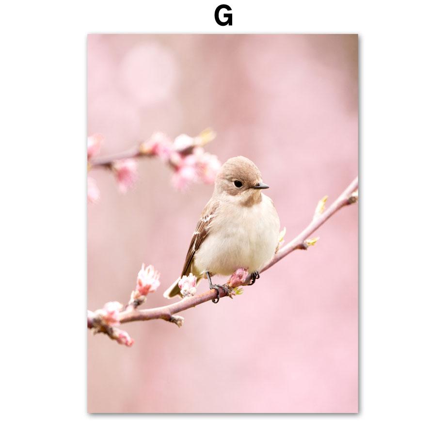 Spring Pink Rose Peony Sakura Dandelion Orchid Sparrow Car Garden Posters Flower Wall Art Canvas Painting Home Room Decor