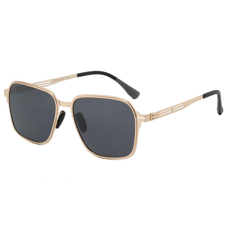 Men's Lightweight Polarized Metal Sunglasses - UV Protection, Black Outdoor Design