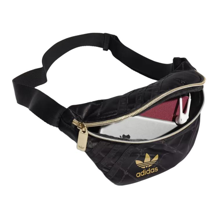 New Adidas Originals Polyurethane Crossbody Bag, Shoulder Bag, Fanny Pack Regular Women's Black H09037