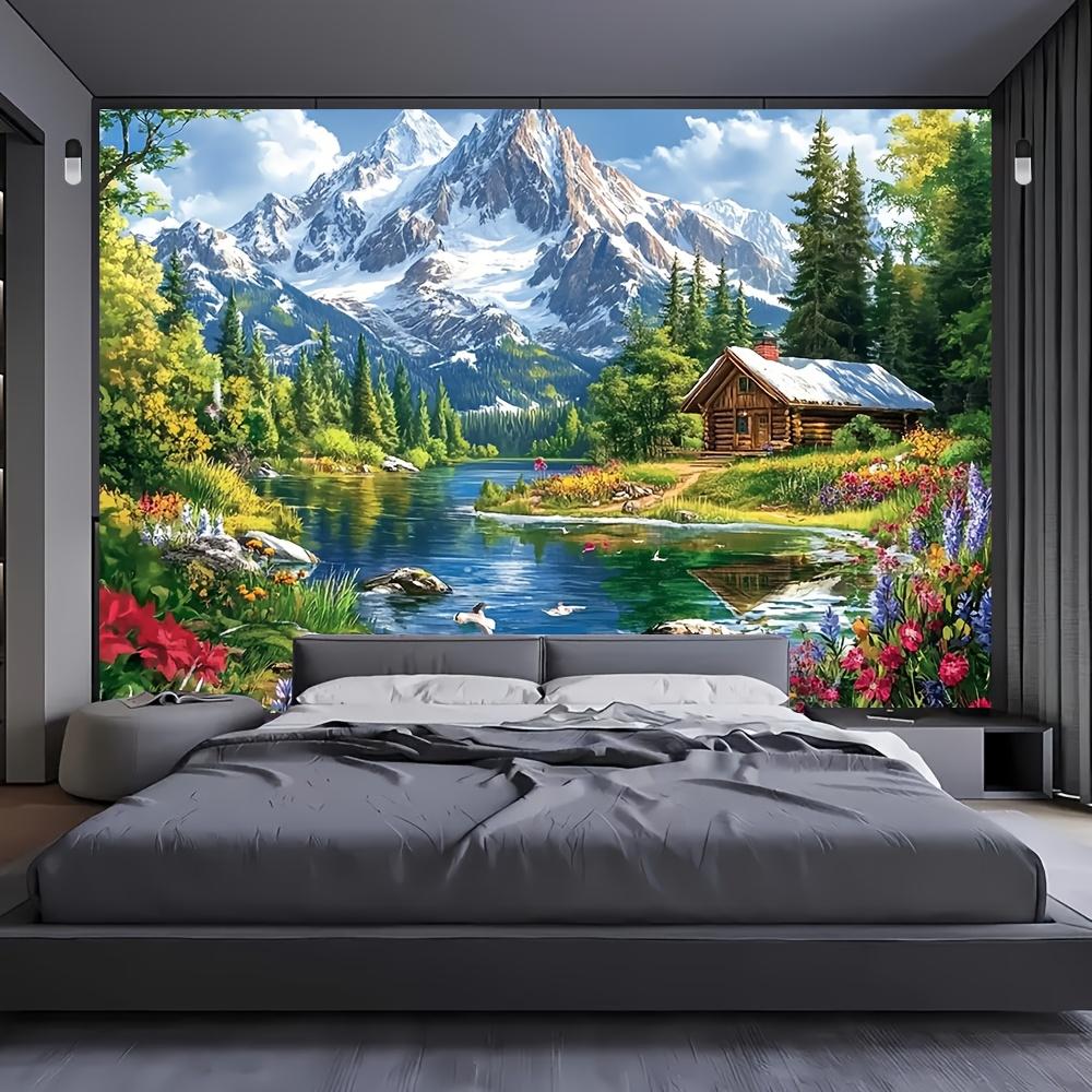 1pc Polyester Landscape Mountain View Background, Multi-functional Decorative Banner, Suitable for Both Indoor and Outdo