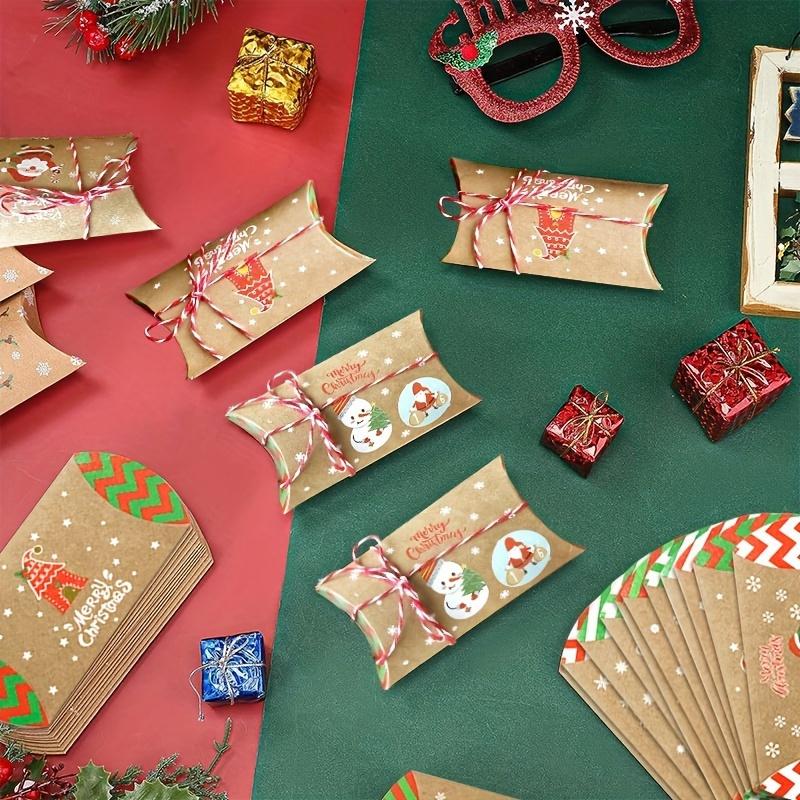 12pcs Christmas Pillow Boxes, Candy Packaging Boxes, Christmas Party Gift Packaging Advent Calendar Gift Packaging Box Christmas Matching Supply