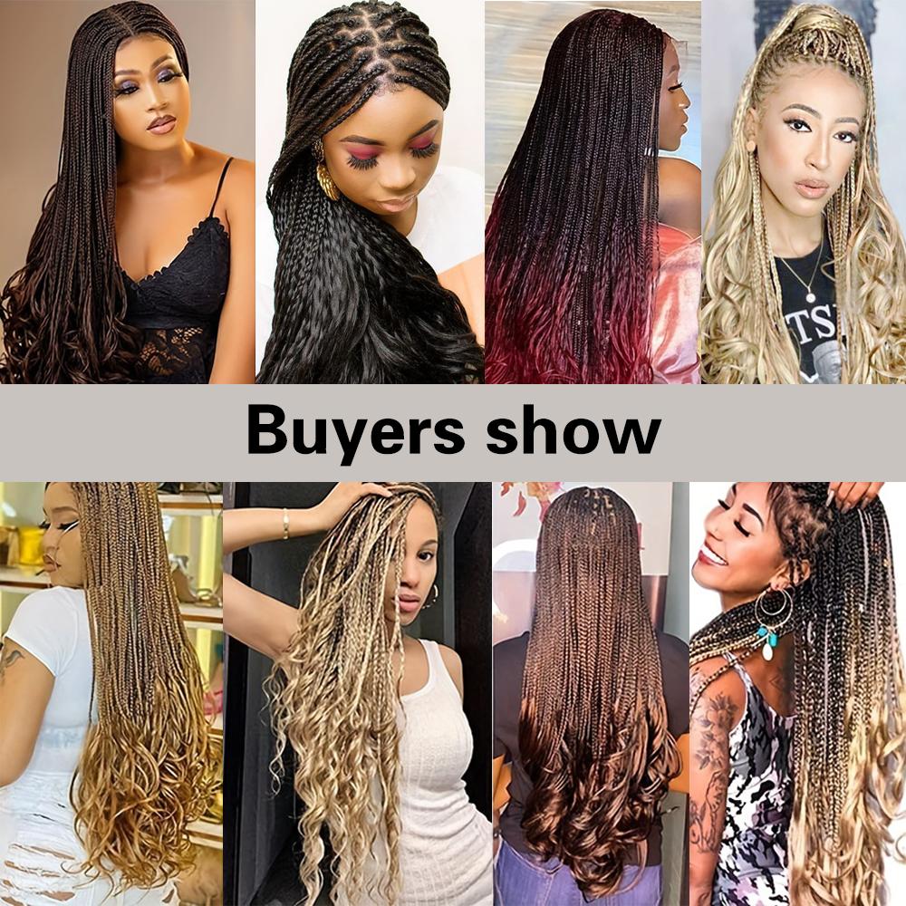 MISS WIG Synthetische Lange Lockige Box Braids Haarverlängerungen Natürlich Aussehende Lose Häkelperücke Für Frauen Cosplay Party Wear
