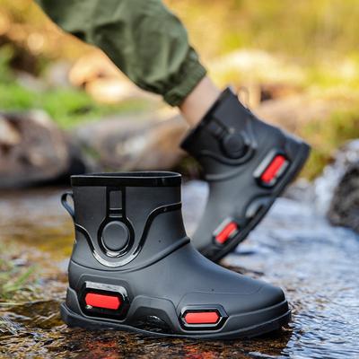 Fashion Short Tube Thickened Waterproof Shoes Men's Rain Shoes Warm Work Rubber Shoes Non-slip Fishing Kitchen Rain Boots Men