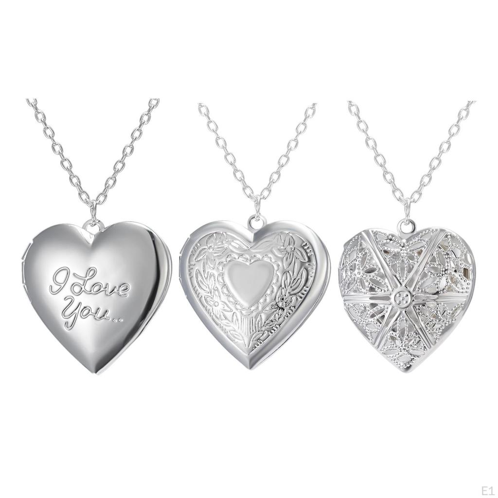 Photo Locket Necklace Holds Pictures Decoration Romantic Carved Design Heart Lockets Vintage Jewelry