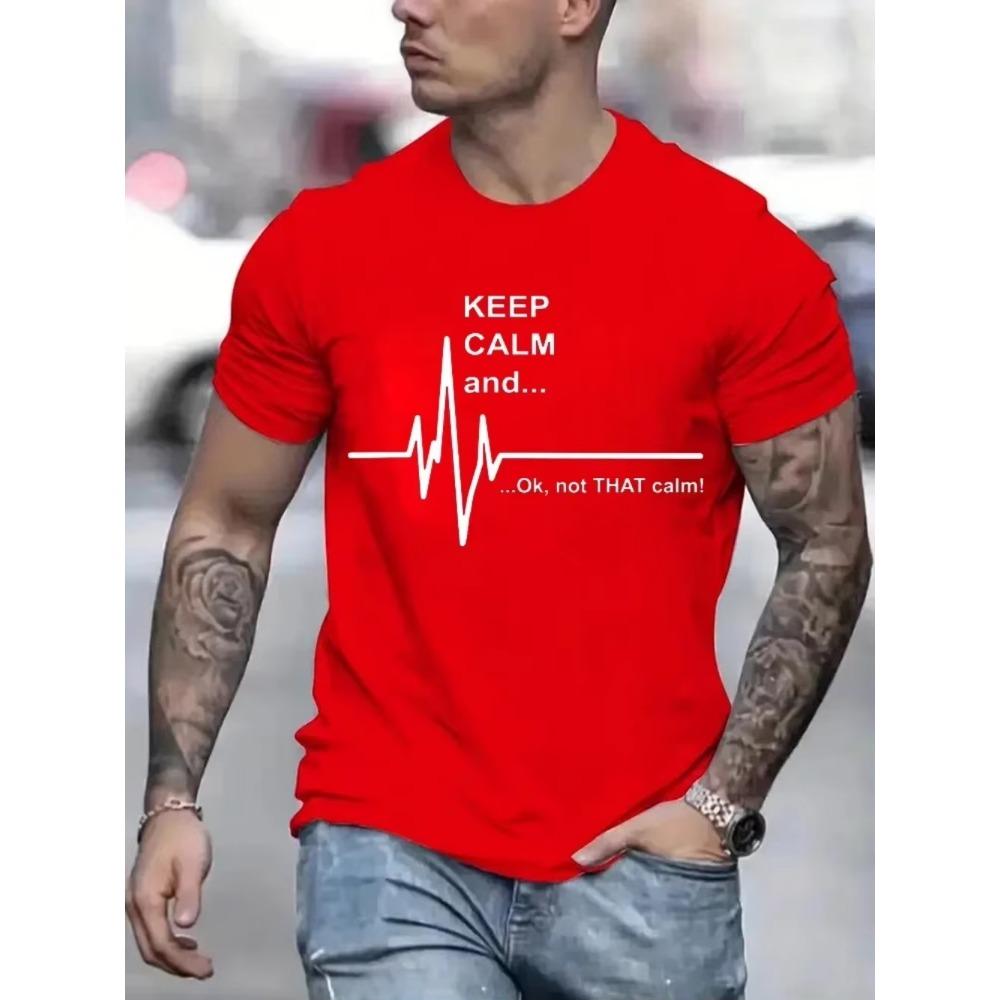 Keep Calm and Ok Not That Calm on Male T-Shirt Street Loose Tee Clothes Summer Hip Hop Tshirt Casual Crewneck Oversized Tee Tops