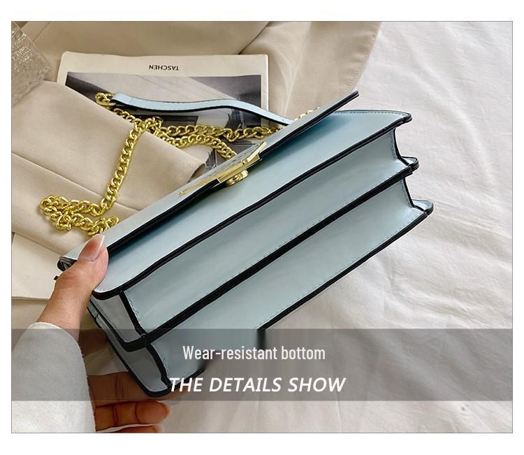 Geantă crossbody pătrată mică cu lanț de culoare uni - Geantă de umăr de mână simplă, versatilă și la modă în stil coreean pentru femei