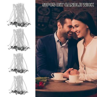 50 Stück Kerzendochte Rauchlos Wachs Reiner Baumwollkern Für DIY Kerzenherstellung Vorgewachste Dochte Partyzubehör