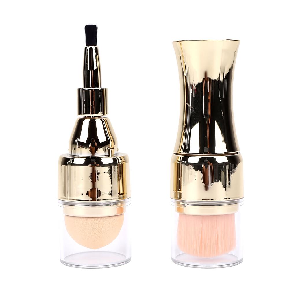 4-in-1 Make-up Kwastenset Draagbaar Multifunctioneel Oogschaduw Foundation Blush Lippenkwast Goud