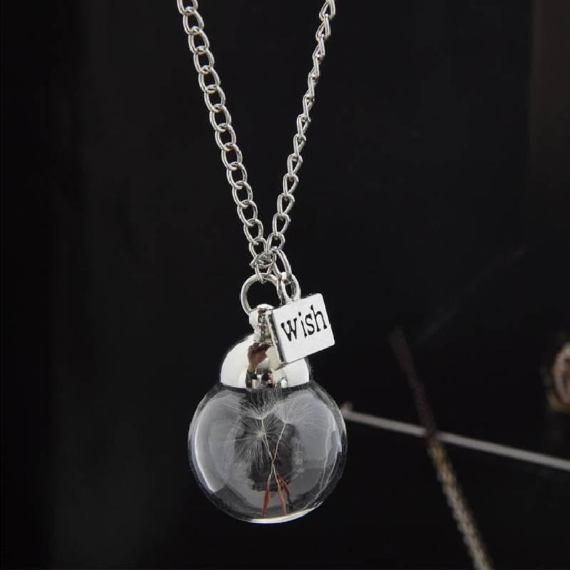Dandelion Glass Fashion Bottle Girls Necklace Simple Decorative Accessories