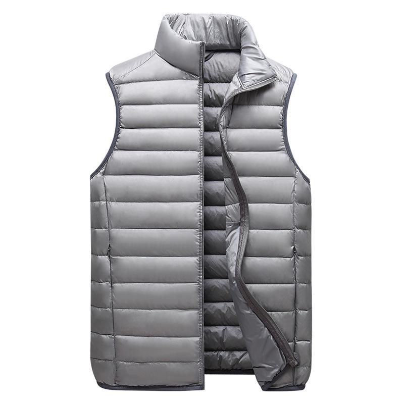 2024 Men's Two-Way Zipper Lightweight White Duck Down Vest - Winter Sports Casual Style