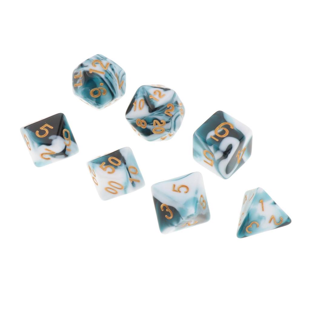 7pcs/set Double-Colors Acrylic Polyhedral Dice Set D8 D10 D10% D12 D20 for Board Games Family Games RPG