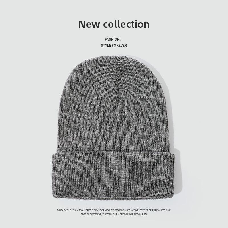 Solid color knitted hat Warm wool hat High elastic lengthened outdoor brimless cold autumn and winter hat Adult cold hat