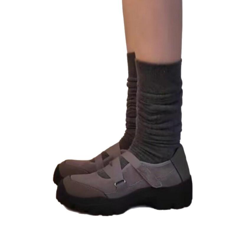 Sheepskin version~ Soft leather retro platform cross strap Mary Jane shoes women's casual sports shoes ballet single shoes