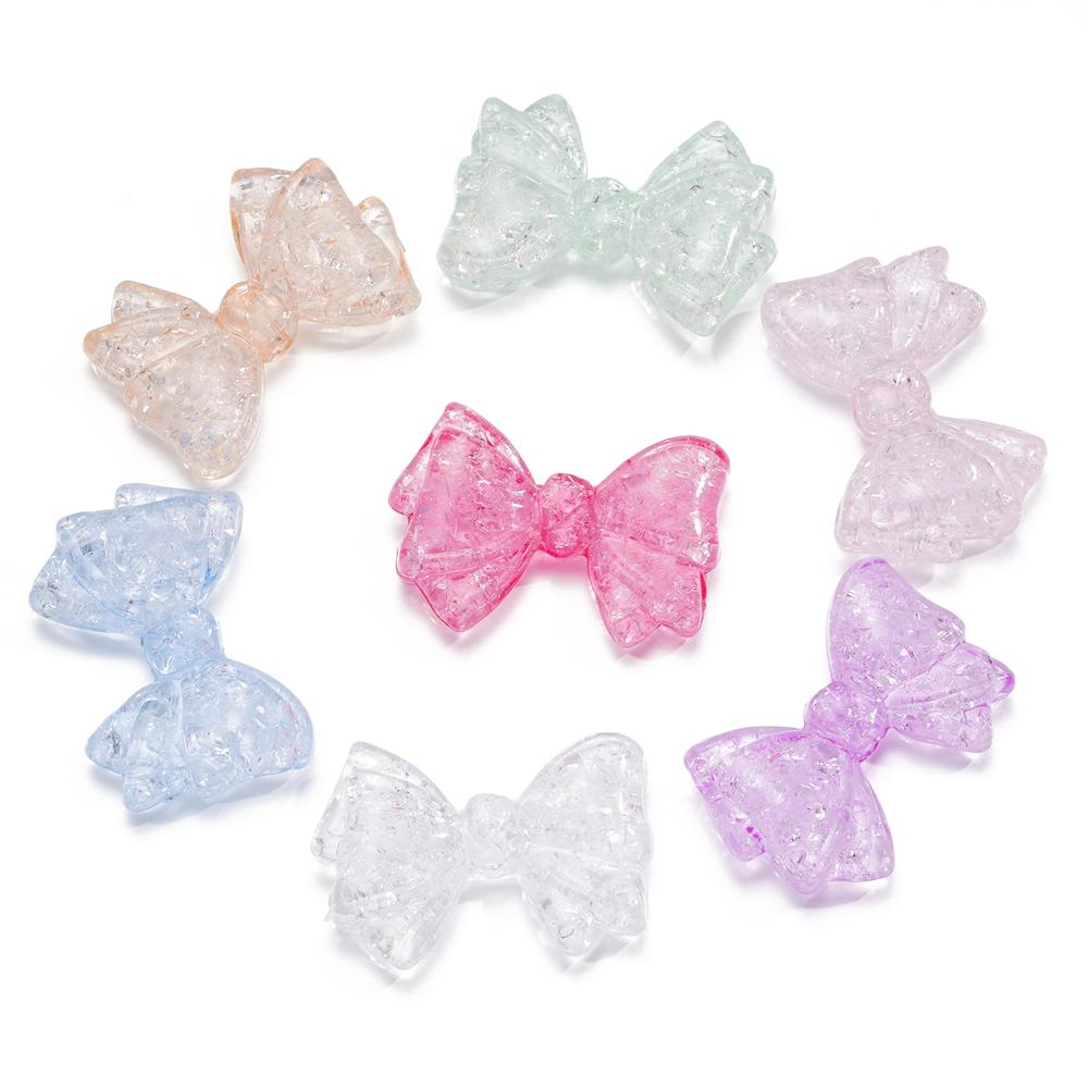 10pcs/lot Big bowknot Cracked Acrylic Beads Transparent Necklace Loose Spacer Beads For DIY Jewelry Making Bracelet Accessories 10pcs