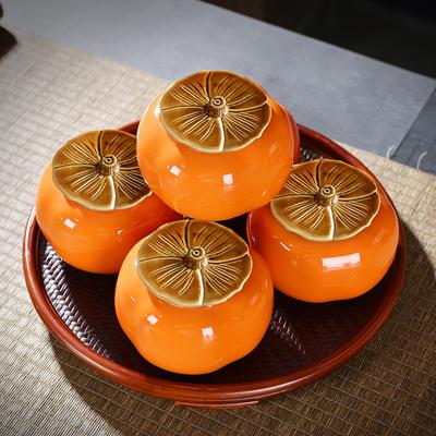 Creative Things Ruyi Tea Can Persimmon Ceramic Sealed Jar Gift Box Set Gift Dried Fruit Candy