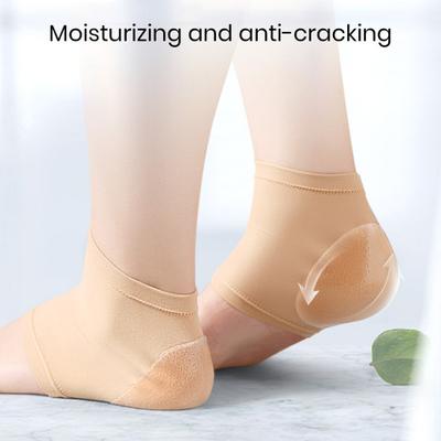 1 Pair Shockproof Anti-slip Foot Heels Socks Breathable Elastic Sweat Absorbent Silicone Anti-Crack Moisturizing Shoes Pads