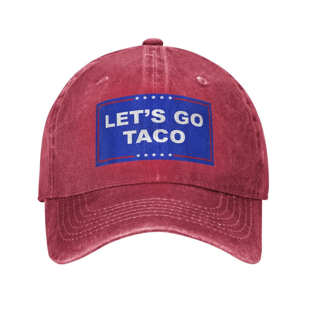 Let's Go Taco Funny Meme Baseball Cap Distressed Denim Washed Always Chickens Out Sun Cap Outdoor Travel Unstructured Soft Hat