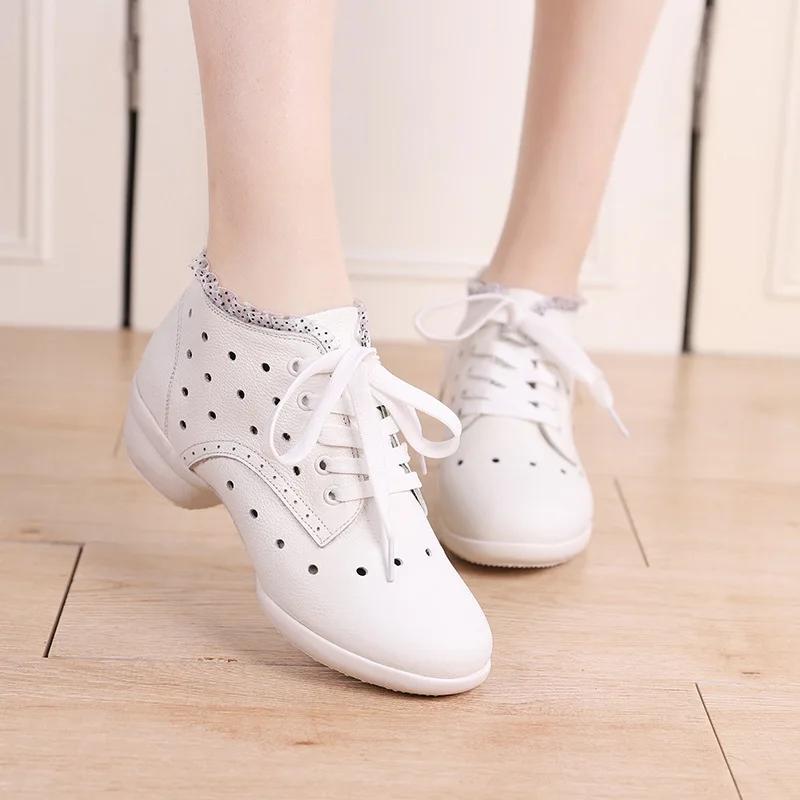 High Quality Women Genuine Leather Boots Woman Shoes Soft Girls Ballroom Modern Dancing Shoes Ladies Dance Boots Sneakers