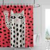 Pink Cat Shower Curtain, Black Spots & Multicolor Dots Design, Waterproof Bathroom Decor For Modern & Playful Homes
