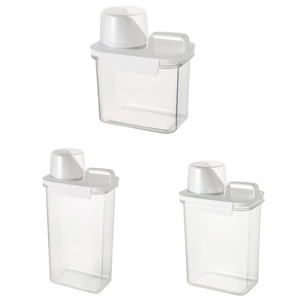 Double-Sided Snap Washing Powder Double-sided Snap Transparent White Washing Powder Dispenser With Measuring Cup