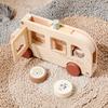 Baby Montessori Toy Wooden Cartoon Animal Bus Baby Finger Fine Movement Toy Traffic Simulation Game Wooden Baby Hand-pushed Car