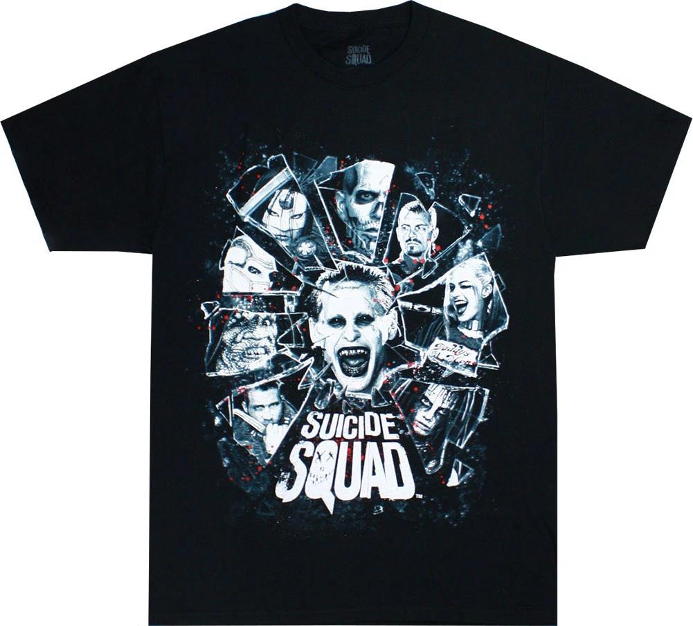 Suicide Squad Group Shattered Glass Men s Black Shirt, X-Large XL