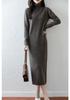 Women's 100% Wool High Neck Over-the-Knee Slimming Dress - Autumn/Winter 2025 Collection