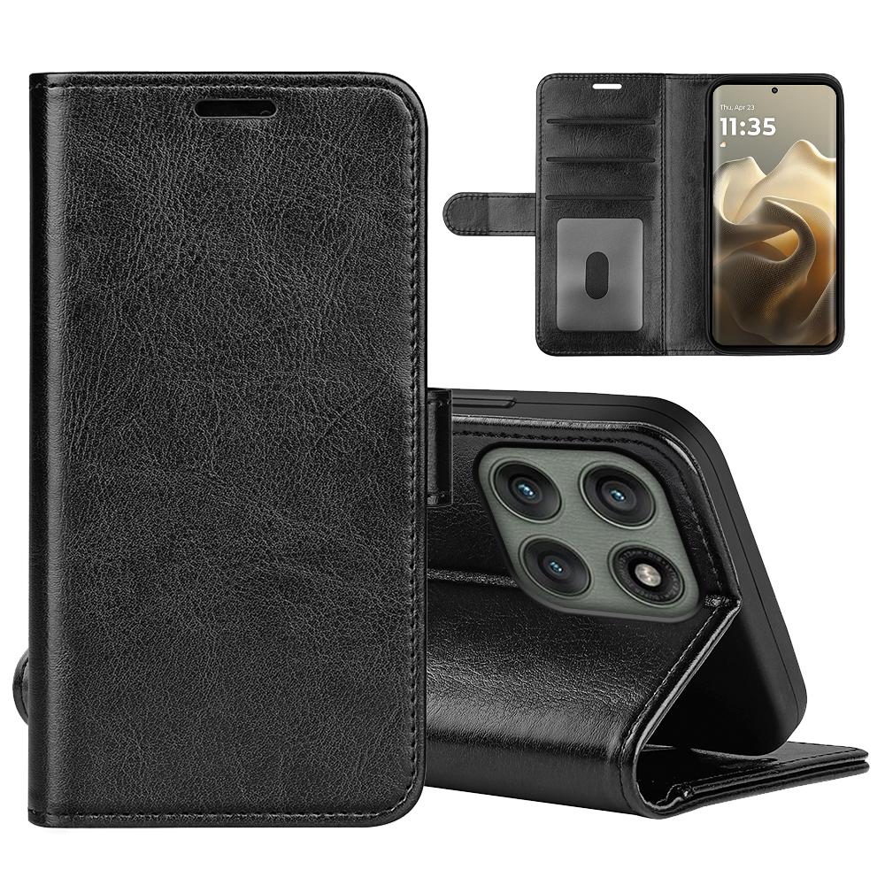 

For Motorola Edge 60 Pro 5G Case Crazy Horse Texture Stand Leather Phone Cover Brown