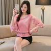 Women's Blouse Summer Big Size Chiffon Cotton Edge Lace Women's Blouse Butterfly Sleeve Flower Ladies Tops
