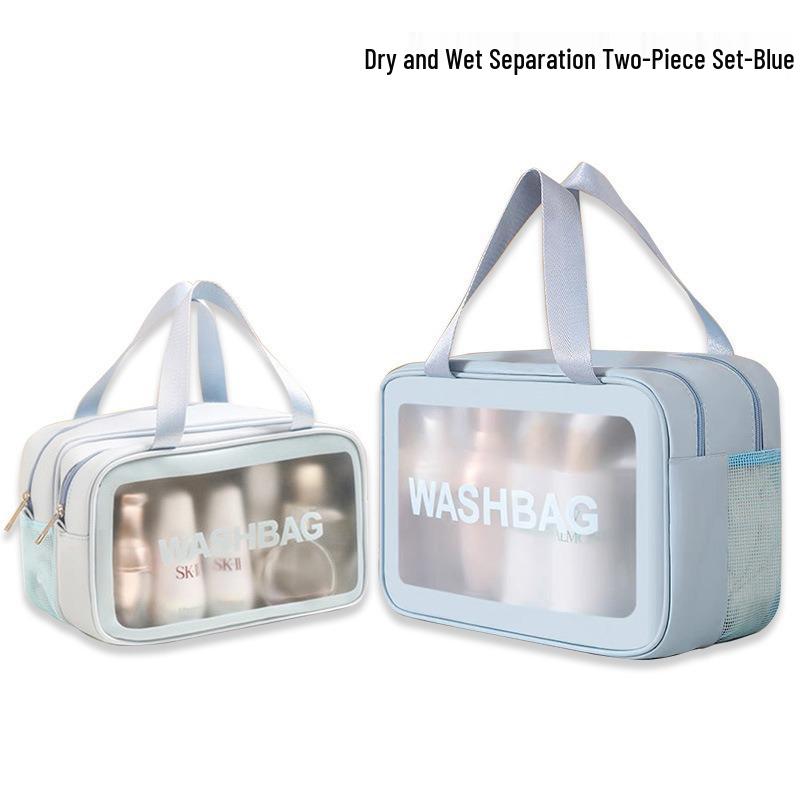 Transparent PVC Makeup Bag: Wet/Dry Separation, Large Capacity, PU Travel Cosmetic Organizer